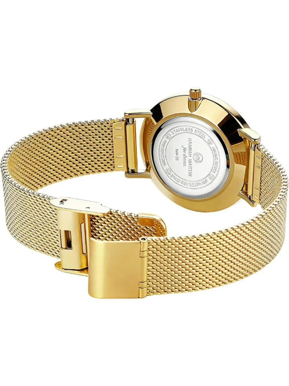 Luxury Vintage Gold Watch for Women, 36mm Round Case, Stainless Steel Band
